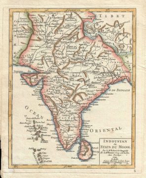 1749 Vaugondy Map of India and Sri Lanka