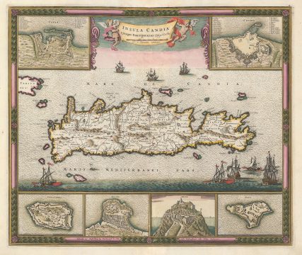 1680 De Wit Map of Crete or Candia