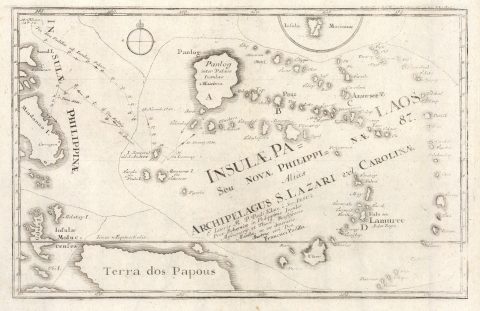 1726 Stocklein / Klein Map of Palau, Caroline Islands
