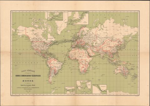 1893 Van Hoven / Lips Map of International Telegraph Network