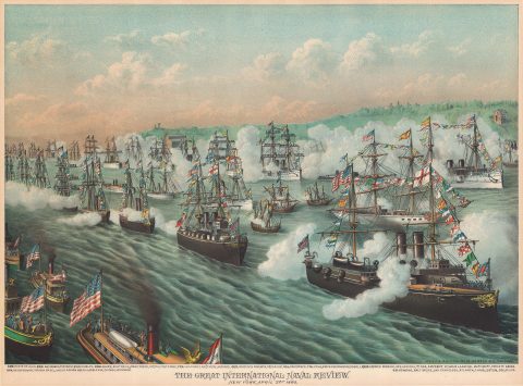 1893 Kurz and Allison View of International Naval Review, New York City