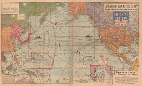 1943 Herald American Japanese Invasion Map, World War II