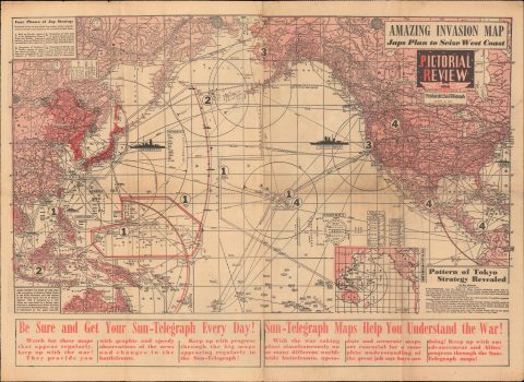 1943 Pittsburgh Sun-Telegraph Japanese Invasion Map, World War II