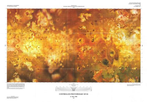 1987 U.S. Geological Survey Map or Photomosaic of Io, Moon of Jupiter