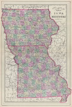 1887 Bradley Map of Iowa and Missouri