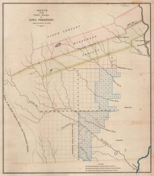 1845 General Land Office Map of the Iowa Territory