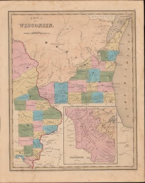 1838 Bradford Map of Iowa and Wisconsin Territories