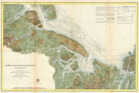 1857 U.S. Coast Survey Map of Ipswich and Annisquam, Massachusetts