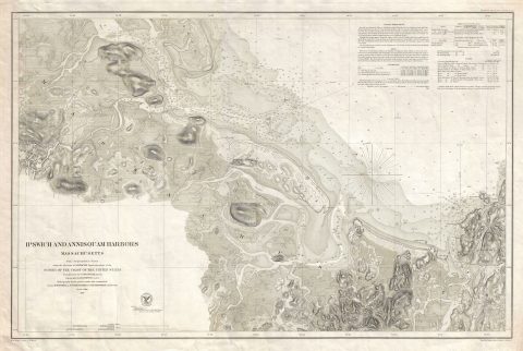 1857 U.S. Coast Survey Chart or Map of Ipswich and Annisquam, Massachusetts