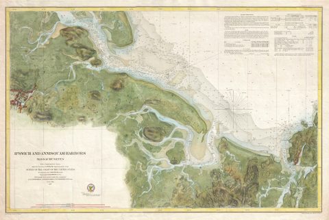 1857 U.S. Coast Survey Chart or Map of Ipswich and Annisquam, Massachusetts