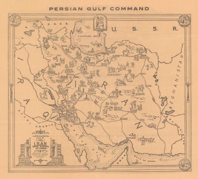 1944 Persian Gulf Command Pictorial Map of Iran