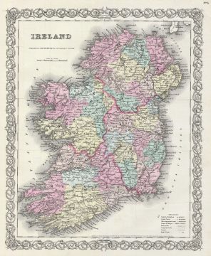 1856 Colton Map of Ireland