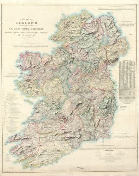 1855 Griffith Railroad Commision Wall Map of Ireland