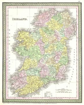 1850 Mitchell and Cowperthwait Map of Ireland