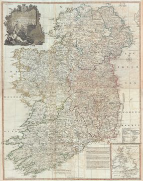1794 Rocque Wall Map of Ireland