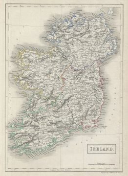 1840 Black Map of Ireland in Provinces