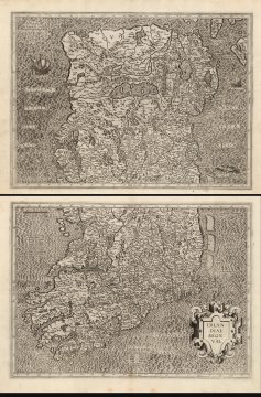 1595 Mercator's Two-Sheet Map of Ireland
