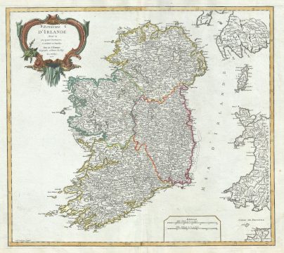 1750 Vaugondy Map of Ireland