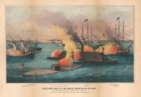 1862 Bill View of the U.S. Civil War Battle Between the Monitor and Merrimac