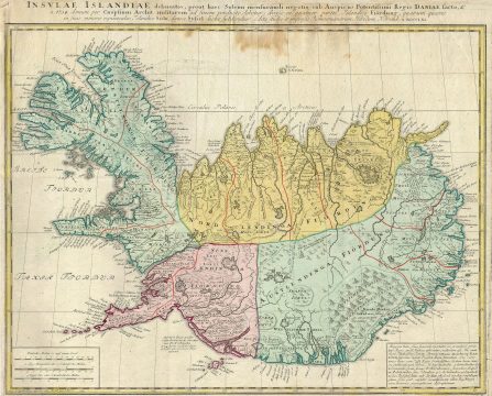 1761 Homann Heirs Map of Iceland 'Insulae Islandiae'