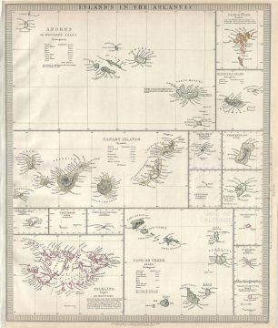 1836 S.D.U.K. Map of the Islands in the Atlantic Ocean