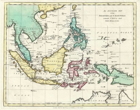 1791 Wilkinson Map of the East Indies and Southeast Asia: Thailand, Borneo, Philippines, Malay