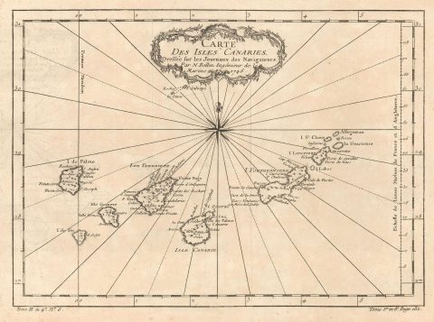 1746 Bellin Map of Canary Islands