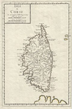 1658 Sanson Map of the Island of Corsica, France