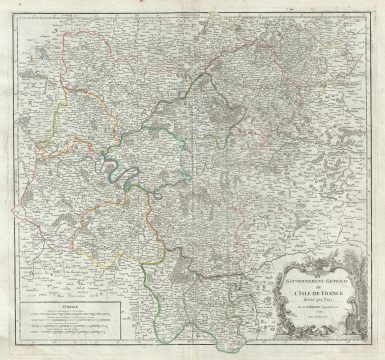 1754 Vaugondy Map of the Ile de France Region, France (Paris)