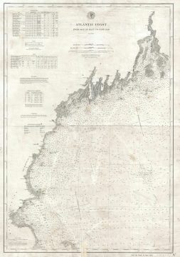 1881 U.S.C.G.S. Nautical Chart of the New England Coast: Boston, Cape Ann, Maine