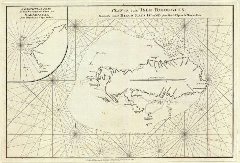 1794 Laurie and Whittle Nautical Chart or Map of the Isle Rodrigues, Mauritius