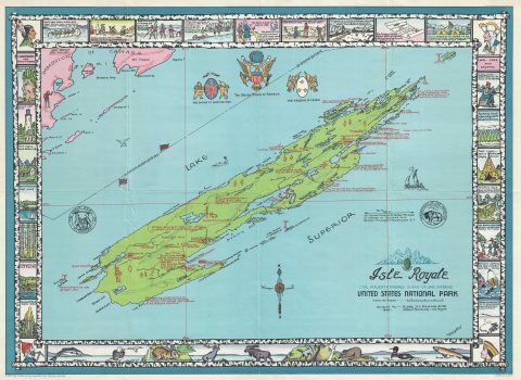 1939 Krause Pictorial Map of Isle Royale National Park, Michigan