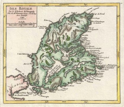 1749 Vaugondy Map of Cape Breton Island, Canada