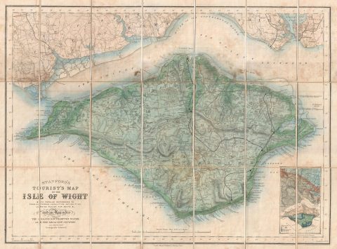 1879 Stanford Pocket Map of the Isle of Wight, England
