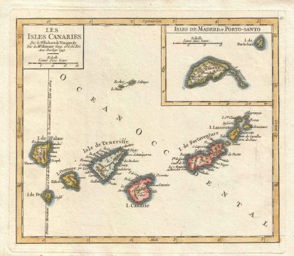 1749 Vaugondy Map of the Canary Islands