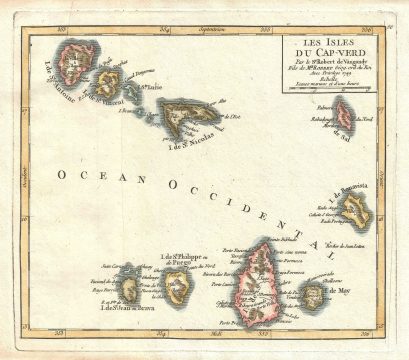 1749 Vaugondy Map of the Cape Verde Islands
