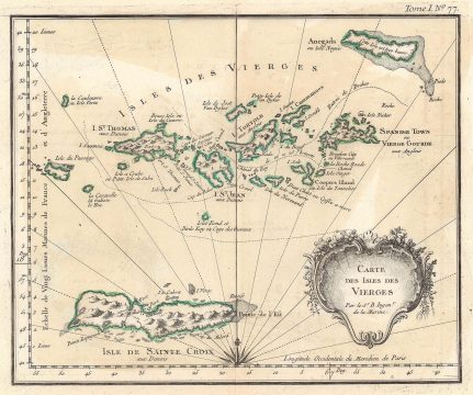 1764 Bellin Map of the Virgin Islands