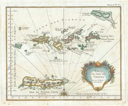 1764 Bellin Map of the Virgin Islands in the West Indies