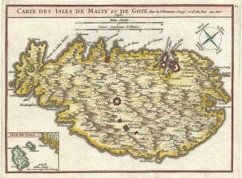 1748 Vaugondy Map of Malta and Gozo