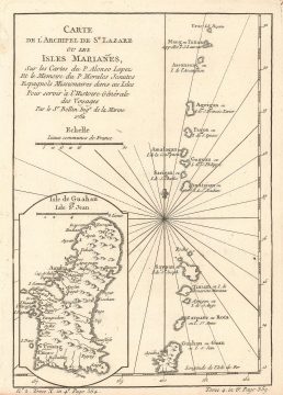 1752 Bellin Map of Mariana Island (Guam and Tinian)