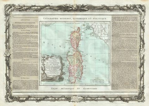 1786 Desnos and de la Tour Map of the Islands of Sardinia and Corsica