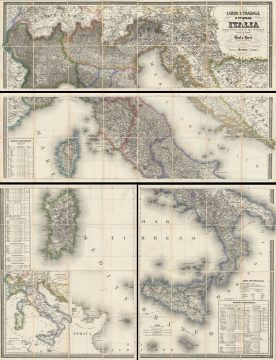 1859 Cerri Folding Wall Map of Italy