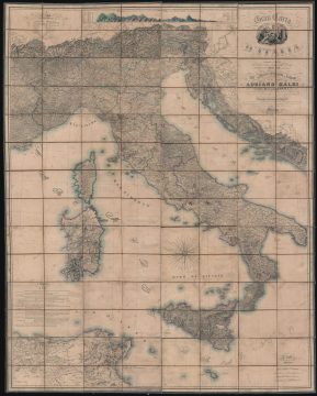 1853 'Ginormous' Civelli Wall / Case Map of Italy