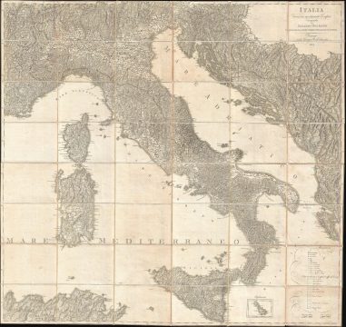 1815 Heymann Dissected Wall Map of Italy