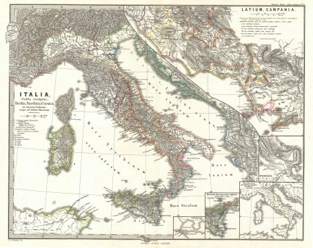 1865 Spruner Map of Italy before the Gauls and the Marsicus War
