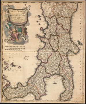 1704 Gerard Valk Map of Southern Italy (Kingdom of Naples)