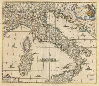 1721 De Wit Map of Italy