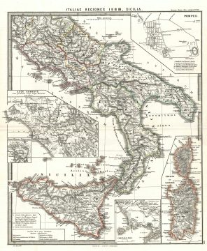 1865 Spruner Map of Southern Italy and Sicily