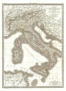 1831 Lapie Map of Italy: Sardinia, Naples, Tuscany, Modena