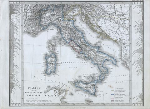 1862 Stieler Map of Italy